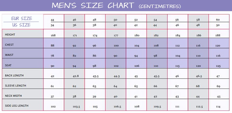 size chart eu men