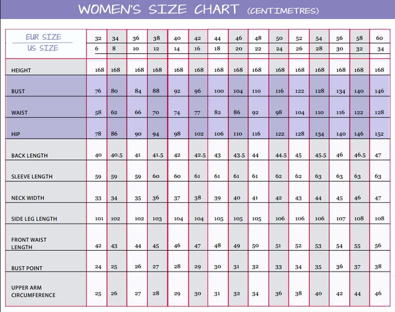 size chart eu women